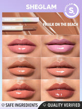 SHEGLAM Pout-Perfect Shine Lip Plumper-Walk on the Beach Moisturizing Plumping Solid Lip Gloss Non-Stick Nourishing Lip Plumping Serum Coconut Oil Lipstick Lip Cosmetics Black Friday Sale Brown Lip Plumper