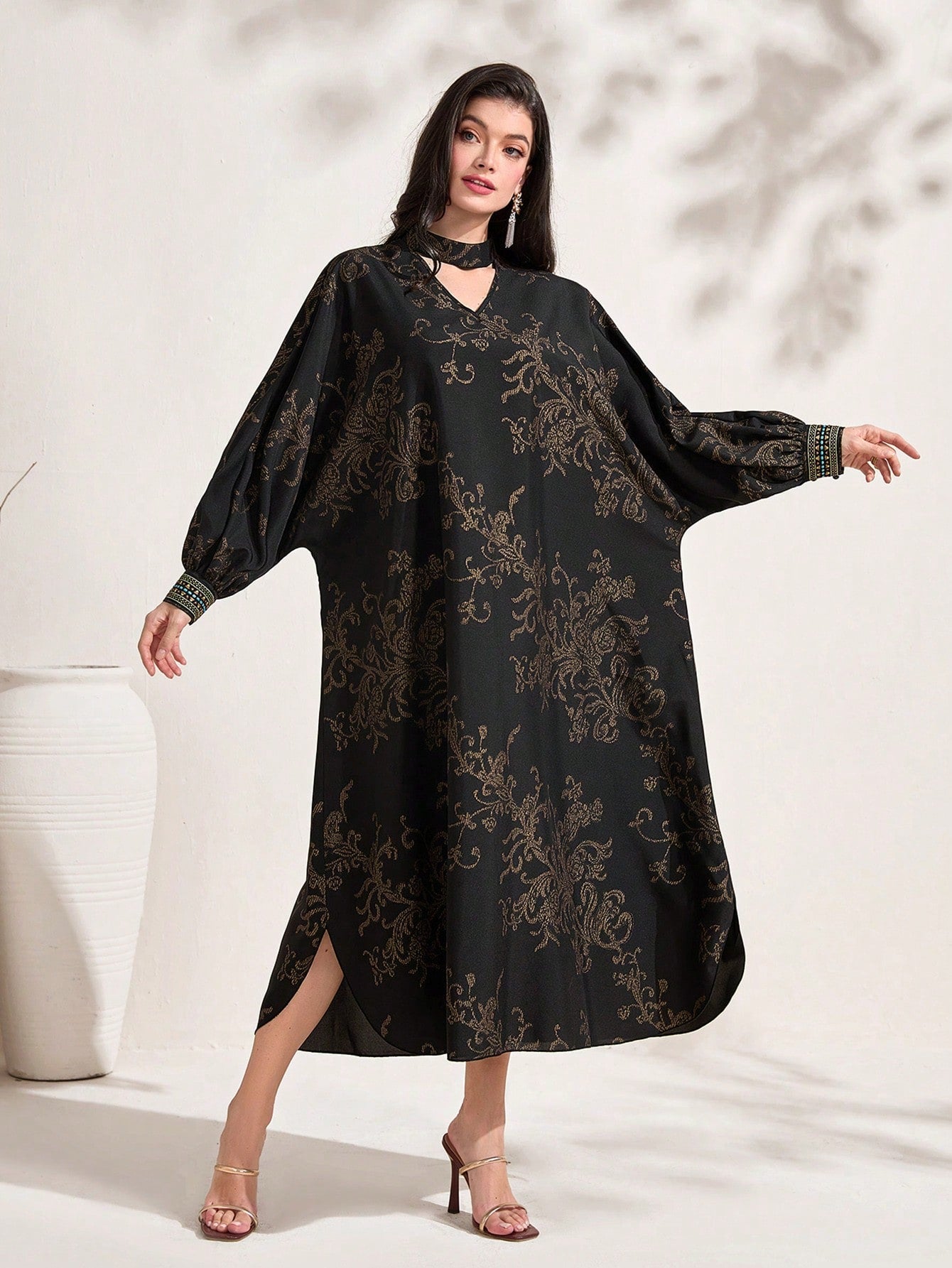 SHEIN Najma Floral Print Batwing Sleeve Dress