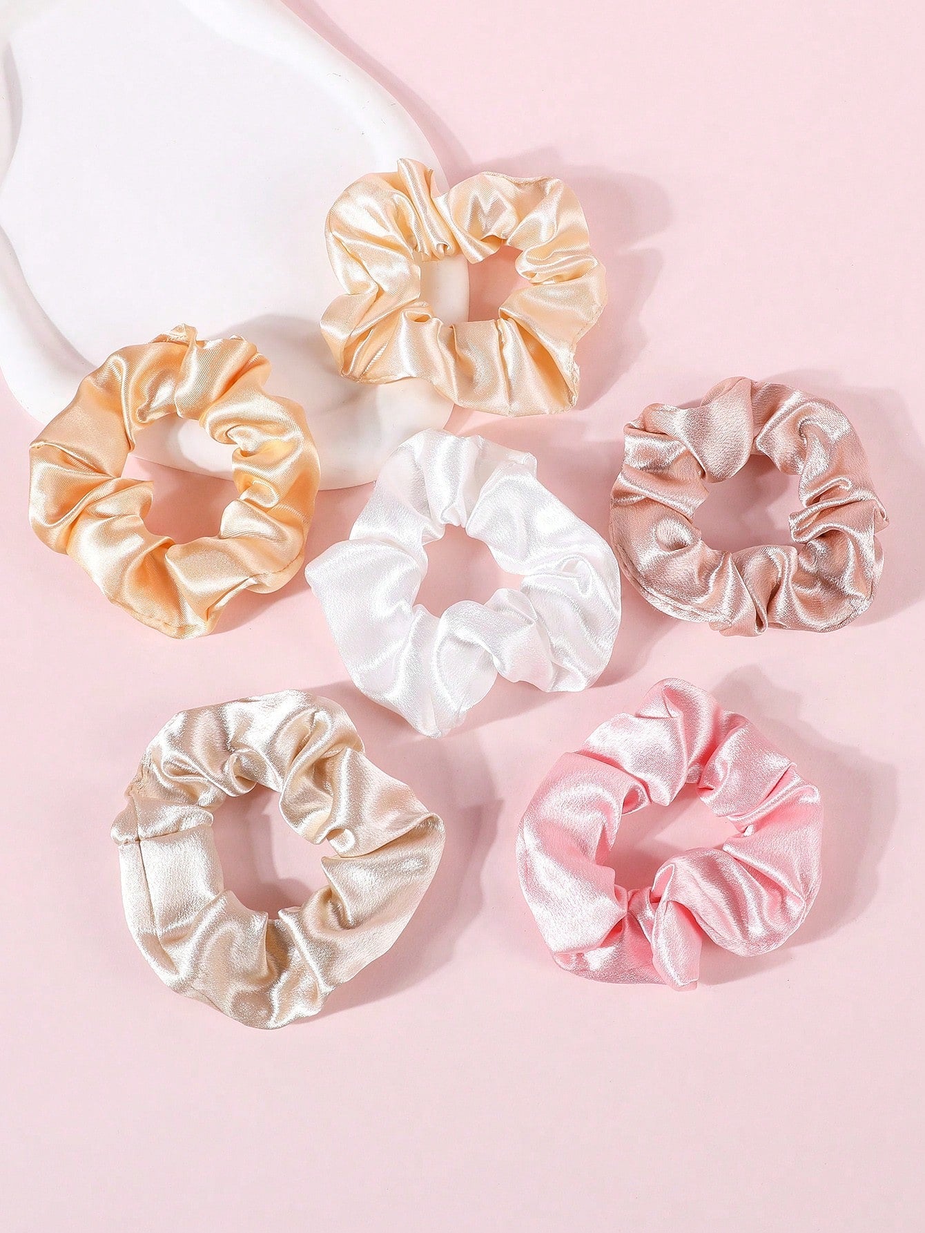 6Pcs Girls Solid Casual Scrunchie for Daily Life