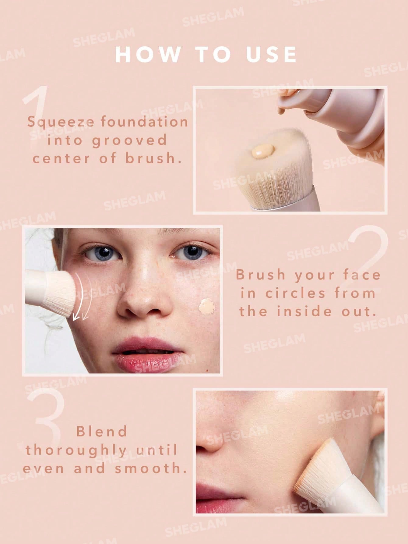 SHEGLAM Skinfinite Foundation Brush Synthetic Flat Top Grooved Design Foundation Brush Professional Makeup Brush Liquid Blending Makeup Tool Black Friday Winter Gifts Face Brush