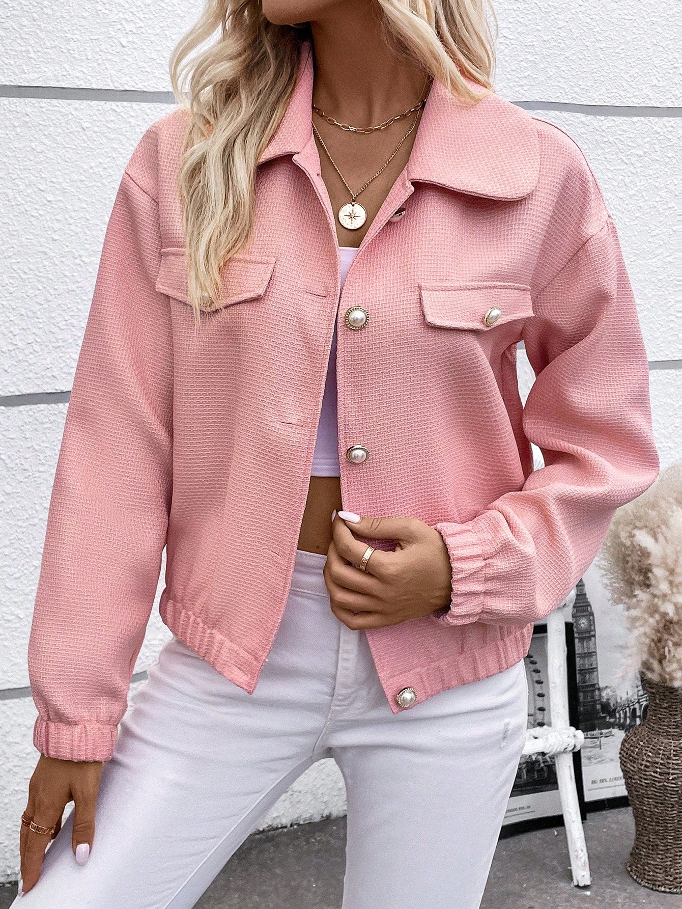 SHEIN Frenchy Flap Detail Drop Shoulder Jacket