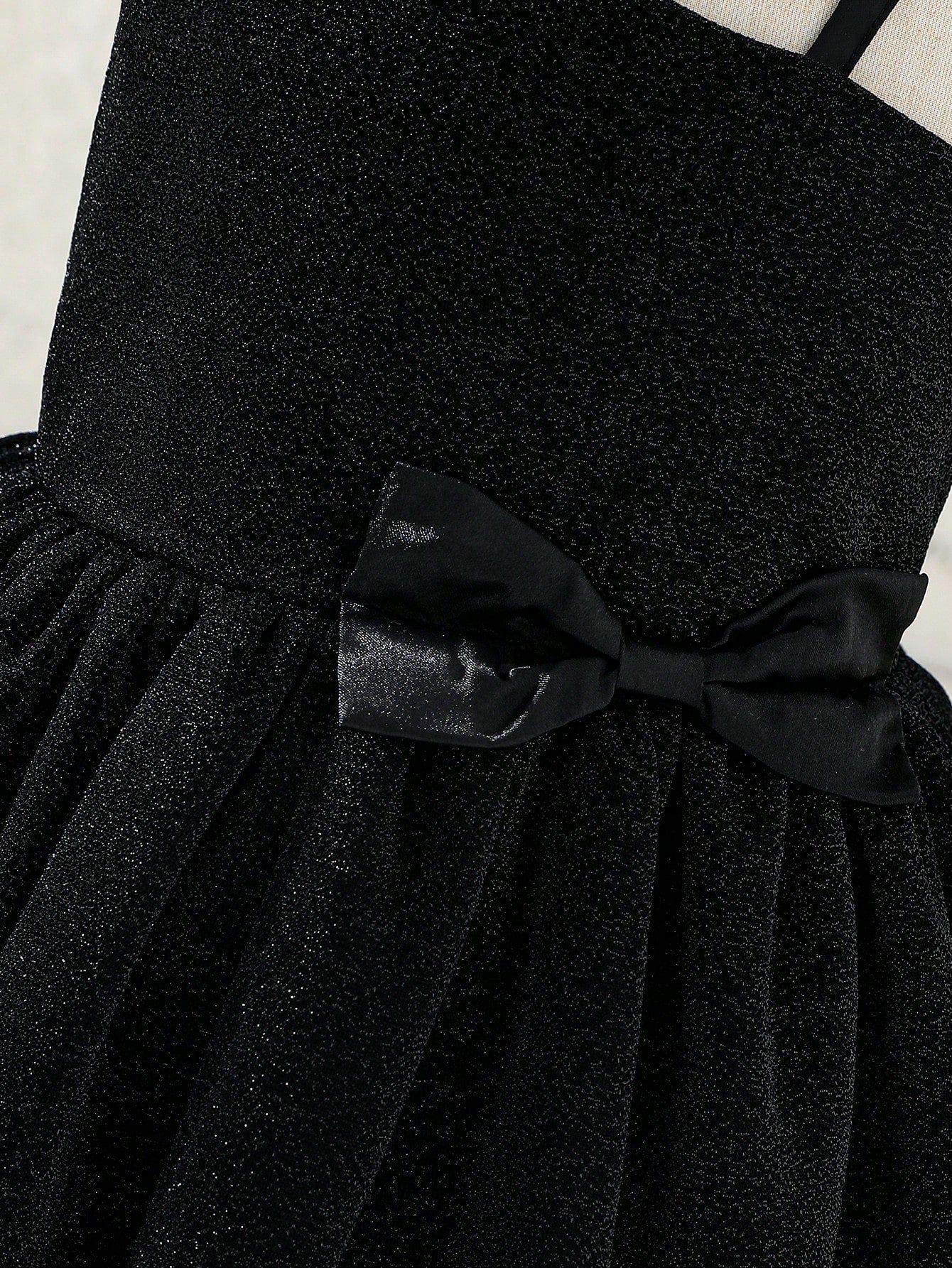 Young Girl Asymmetrical Neck Bow Front Dress