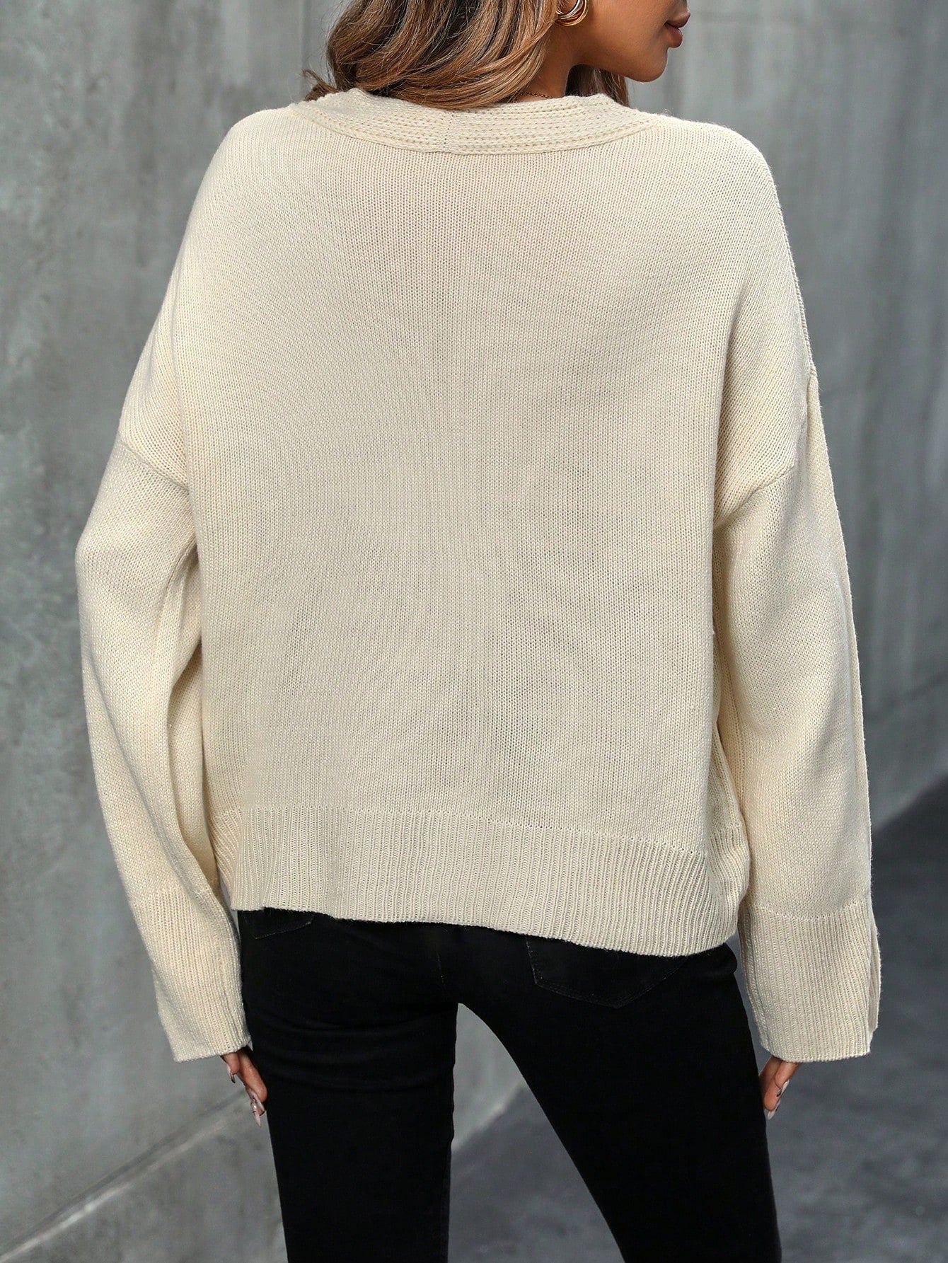 SHEIN Essnce Solid Drop Shoulder Sweater