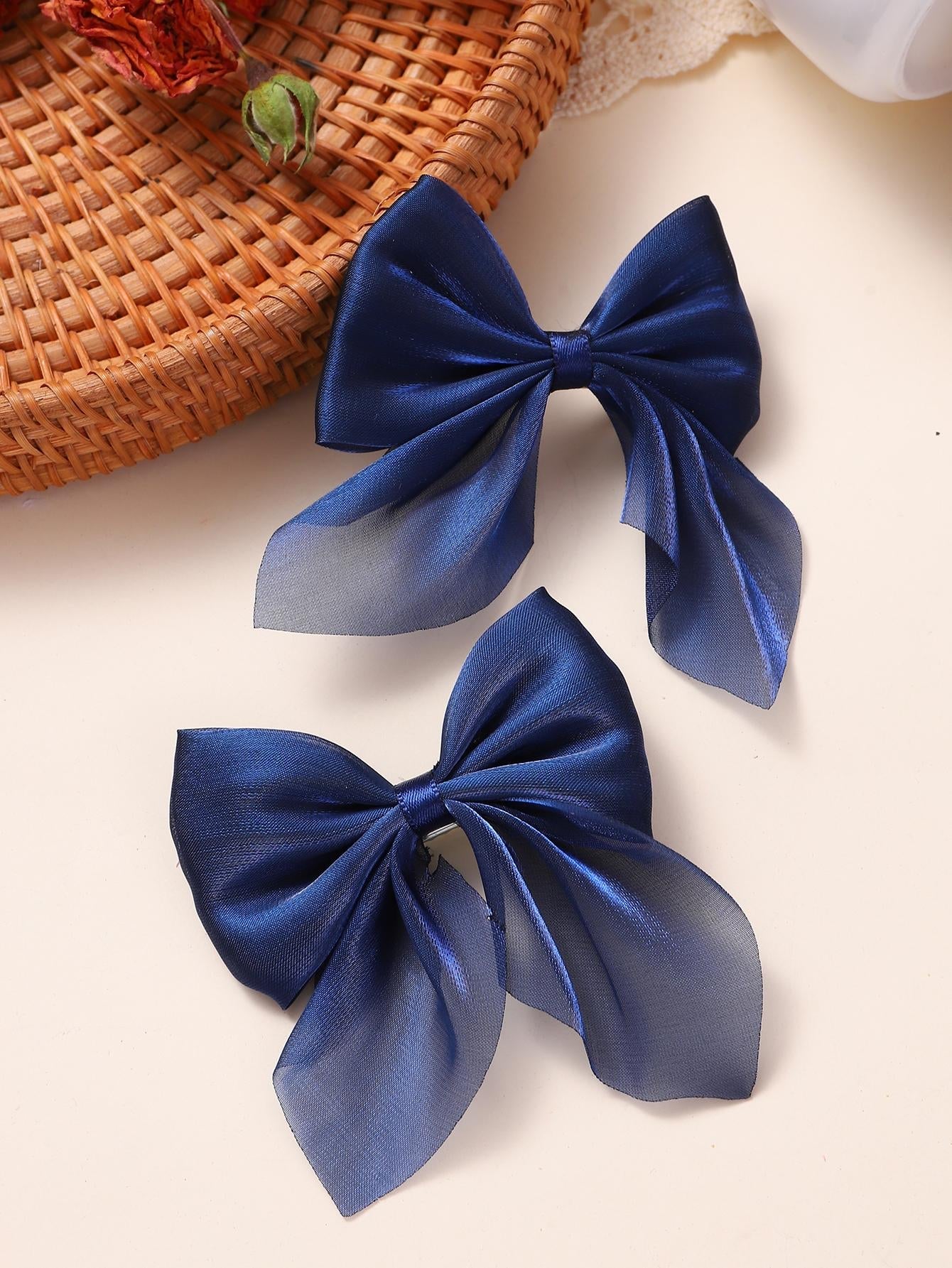 2Pcs Girls Bow Decor Cute Alligator Hair Clip for Hair Decoration