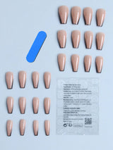 24Pcs Chic French Long Coffin Ombre Fake Nail & 1Sheet Tape & 1Pc Nail File Press on Nails Kit