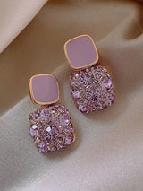1Pair Glamorous Zinc Alloy Rhinestone Square Drop Earrings for Women for Party