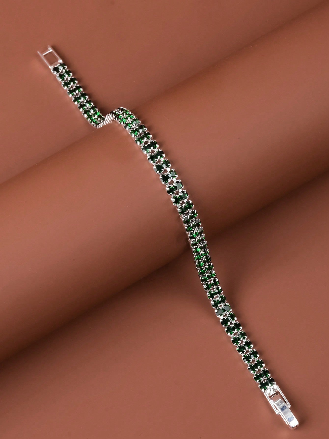 1Pc Fashionable All-Match Women'S Colorful Rhinestone Decor Bracelet, Simple Personalized Slim Chain