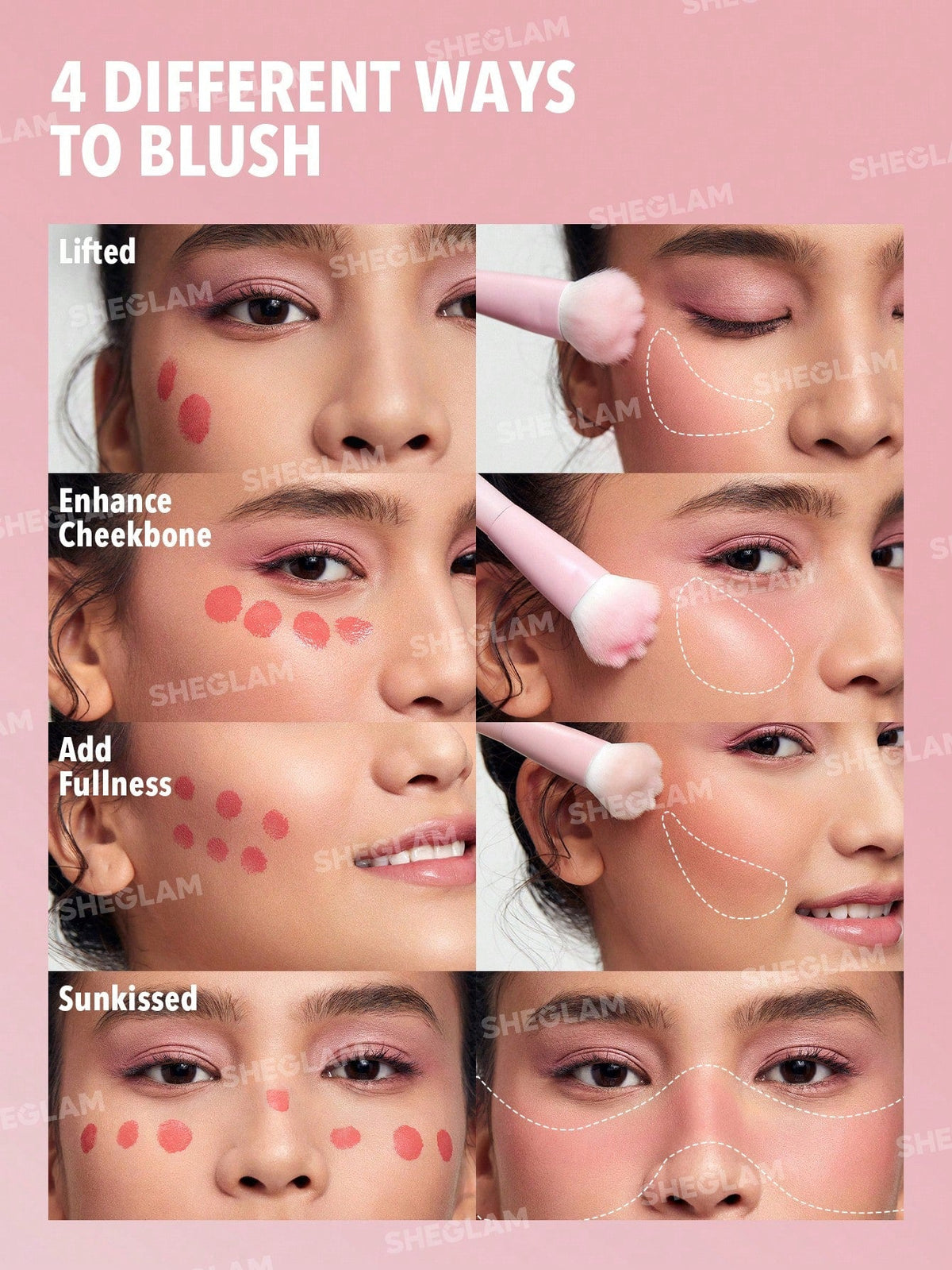 SHEGLAM Color Bloom Liquid Blush Brush Synthetic Kitty Paw Design Blush Brush Professional Soft Makeup Brush Liquid Blending Makeup Tool Black Friday Winter Gifts Face Brush