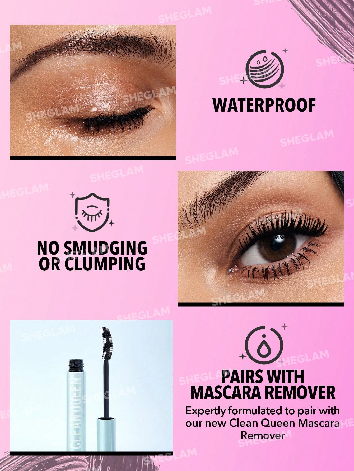 SHEGLAM Max Impact Extreme Volumizing Mascara Waterproof Lengthening Quick Drying No Smudge Long Lasting Thick Smooth Black Mascara Eye Makeup Black Friday Winter Y2K Mascara