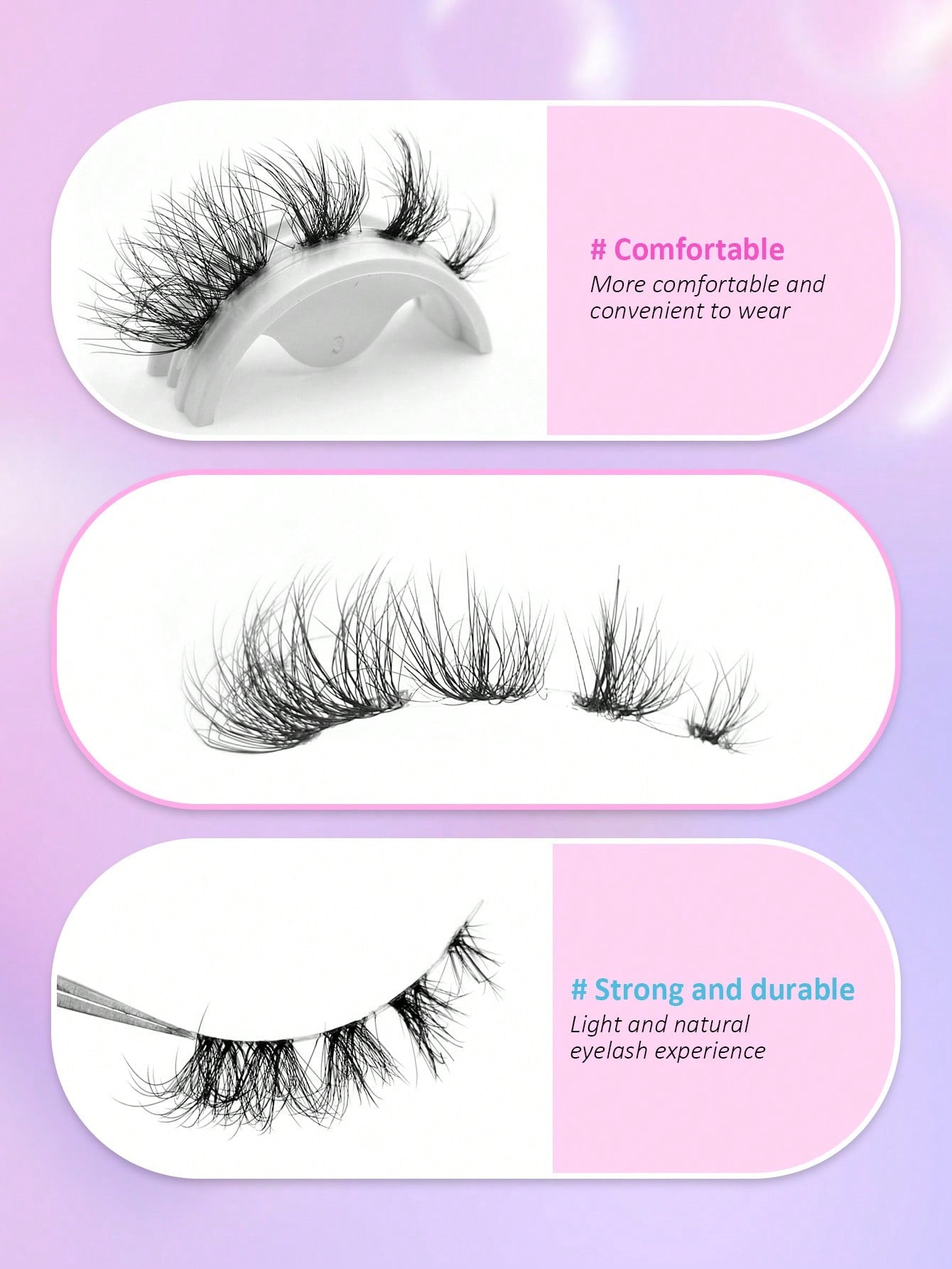 Full Strip Lashes 7 Pairs Clear Band Natural False Eyelashes Dramatic Volume Cat Eye Faux Mink Lashes