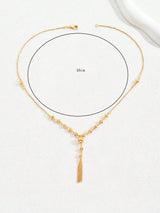 1Pc 18K Gold Plated Fashionable Personality Design Pendant Necklace with Tassels for Women