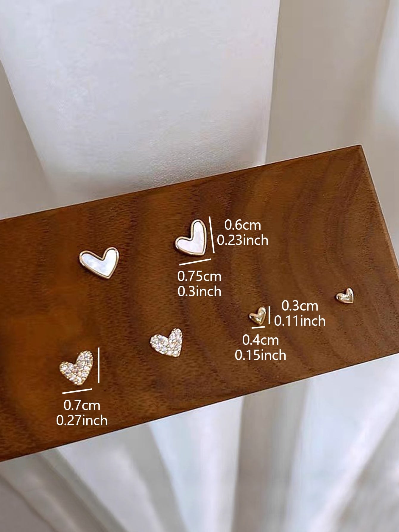 3Pairs/Set Fashionable Simple Delicate Heart Shape Rhinestone Decor Women'S Stud Earrings