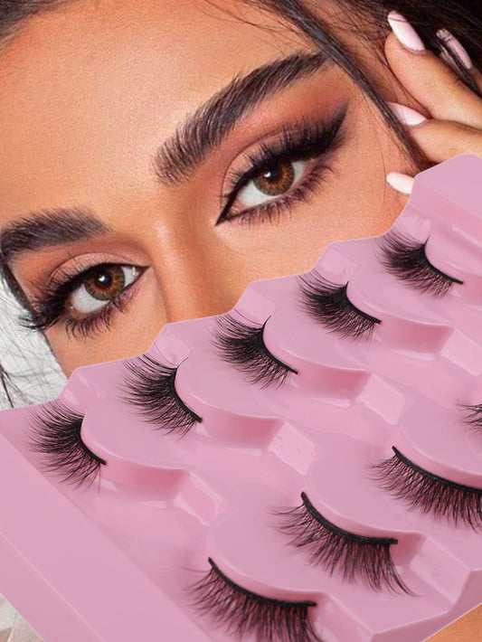 5Pairs/Set Natural & Cute Half-Length Comfortable Soft False Eyelashes Made of Wool