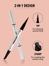 SHEGLAM Wing It Waterproof Liner Duo - Black 2 in 1 Waterproof Liquid Eyeliner Wing Stamp Pen Cat Eye Smudge-Proof Long Lasting Ultra-Fine Winged Eyeliner Black Friday Party Eyeliner