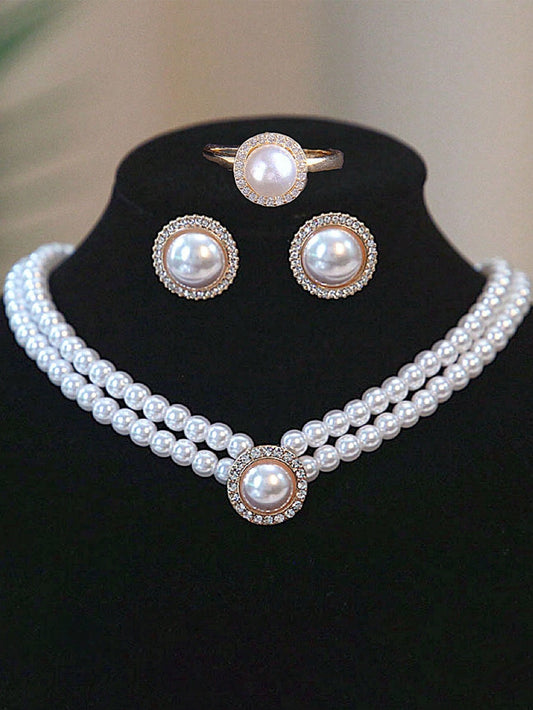 4Pcs/Set Elegant Vintage Pearl Necklace Set, Suitable for Various Occasions, the Best Choice for Girlfriends and Female Friends