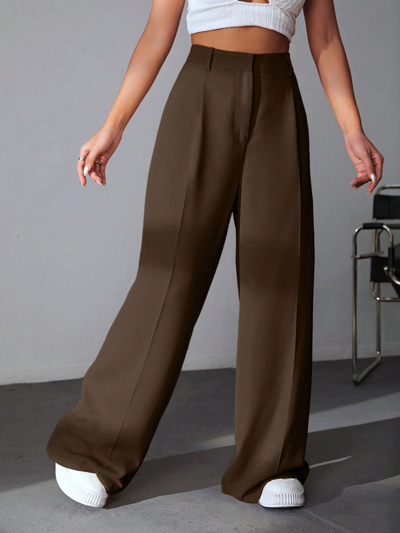 SHEIN Ezwear Solid High Waist Pants