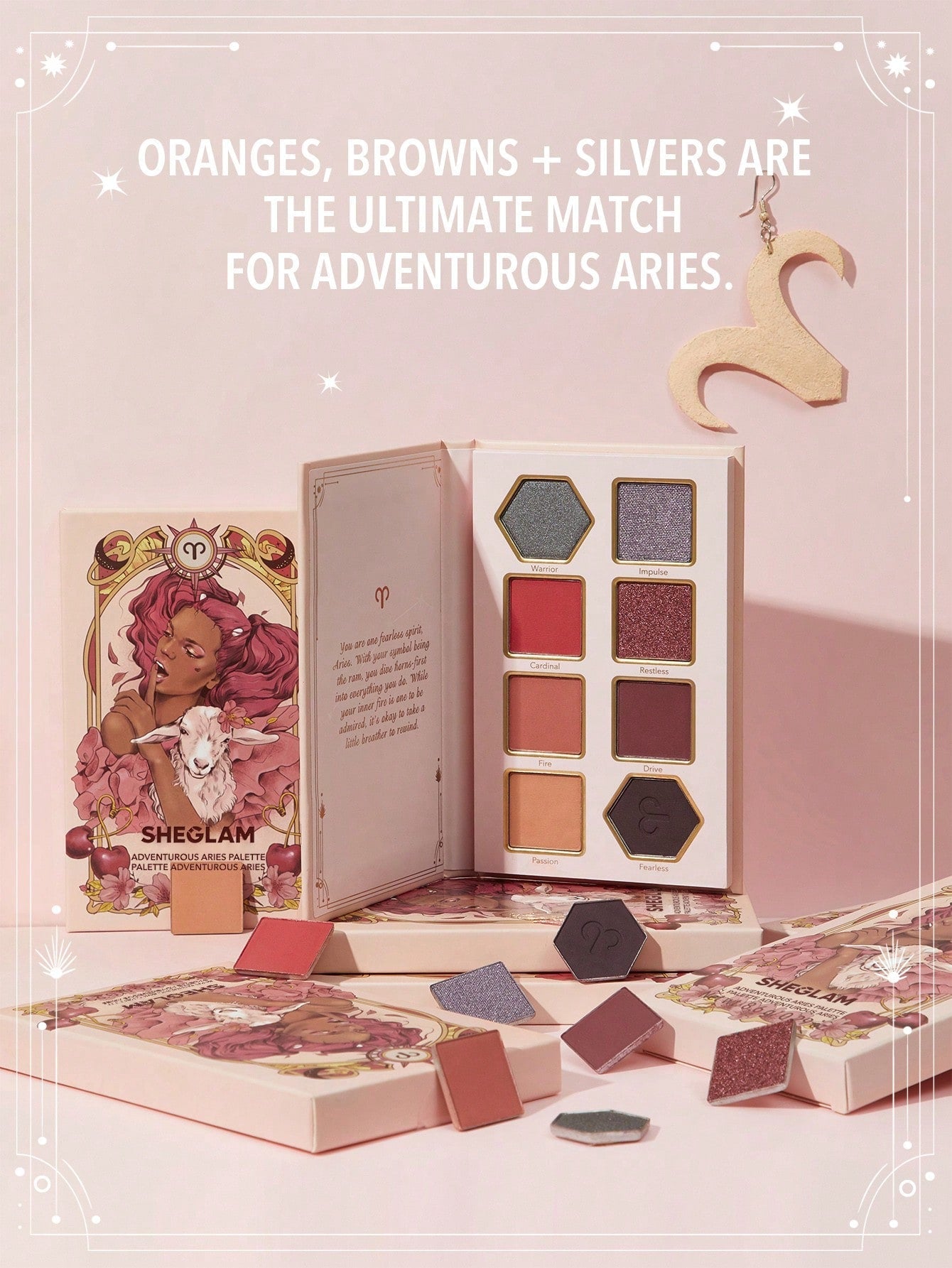 SHEGLAM Adventurous Aries Palette 8-Clolor Shimmer Matte Eyeshadow Palette Orange Red Brown High Pigment Long Wear Blendable Cream Eyeshadow Black Friday Winter Pink Brown Eyeshadow