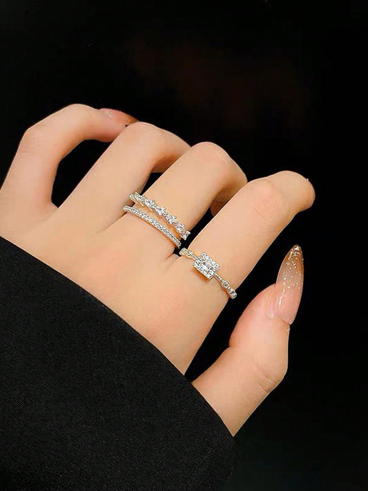 2Pcs/Set Fashionable Double Layered Adjustable Vintage Ring