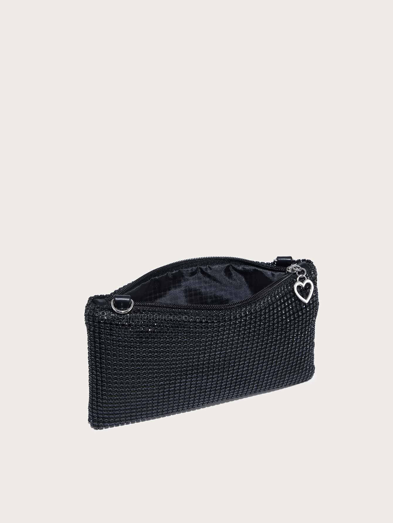 Shiny 1Pc Simple Glitter Rhinestone Look Crossbody Bag