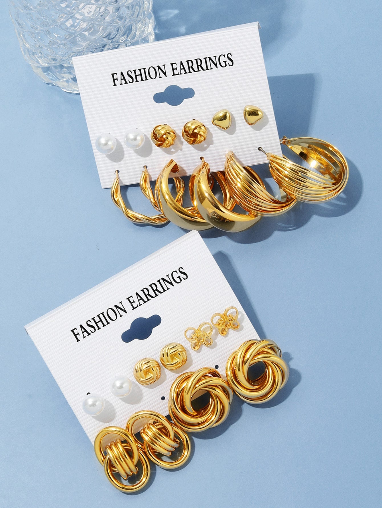 11Pairs/Set Faux Pearl & Heart Decor Earrings