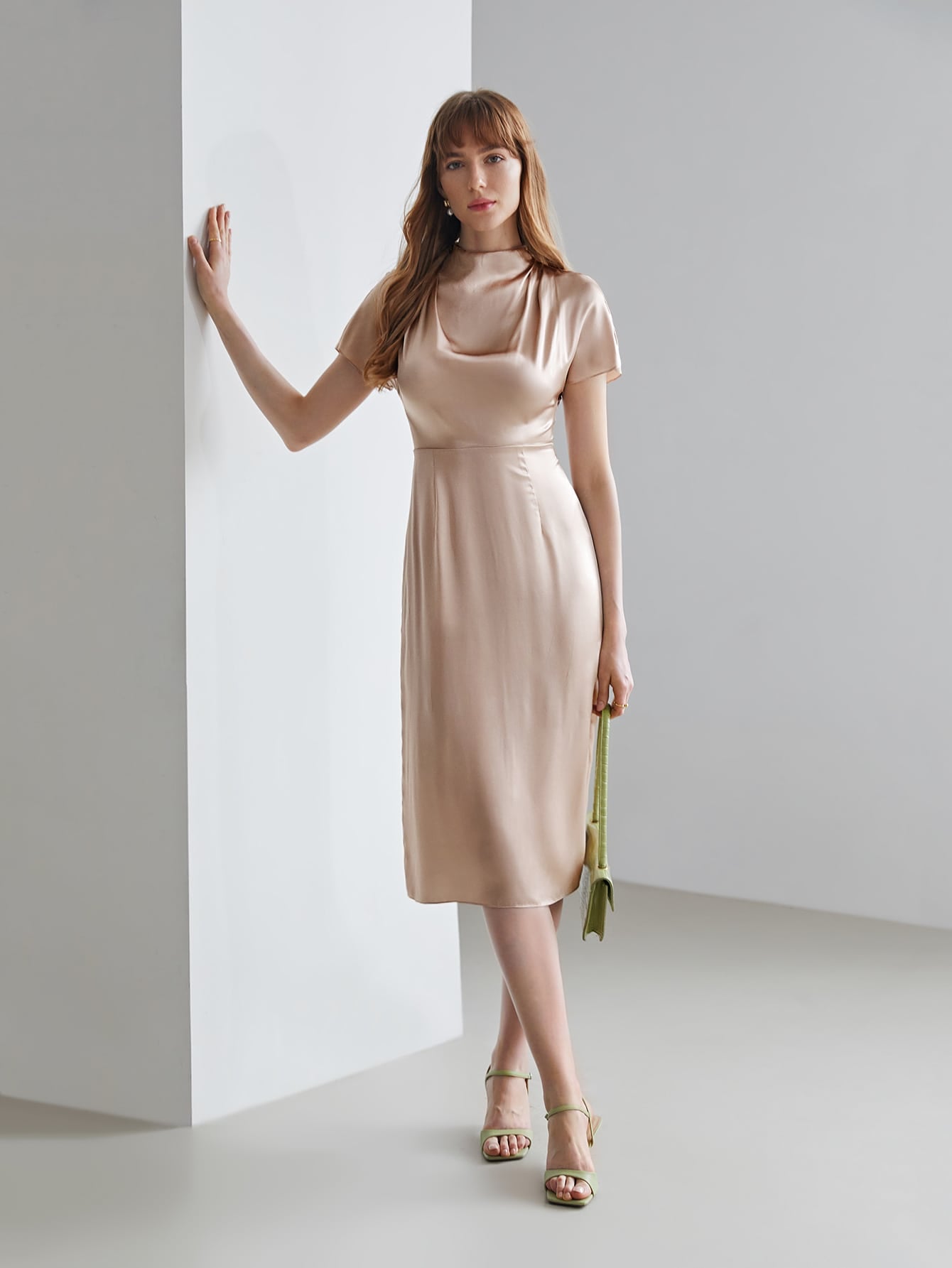 MOTF PREMIUM 100% SILK DRAPED DRESS