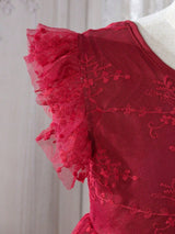 SHEIN Kids CHARMNG Young Girl Bow Front Lace Overlay Dress