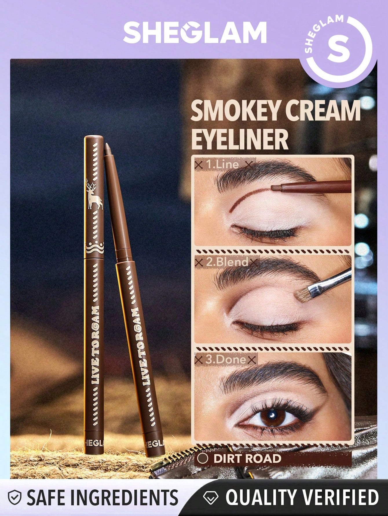 SHEGLAM Live to Roam Get Going Cream Eyeliner-Dirt Road 6 Colors Waterproof Long-Lasting Smoky Eyes Matte Eyeliner Pencil Extra-Fine No Smudge Ultra Pigmented Eyeliner Blendable Smooth Cat Eye Eye Make up Black Friday Winter Brown Eyeliner