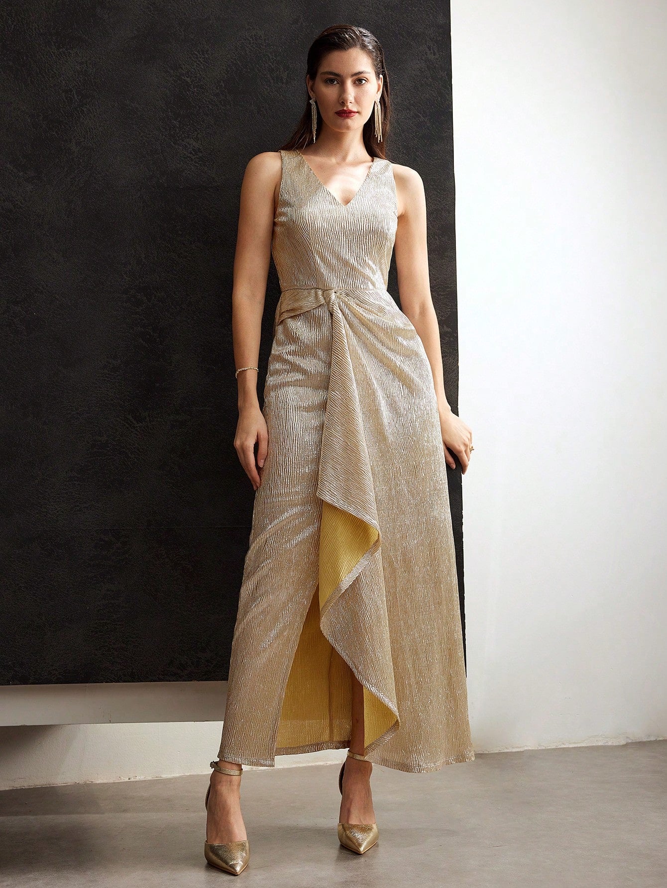 MOTF PREMIUM GATHERED METALLIC DRESS