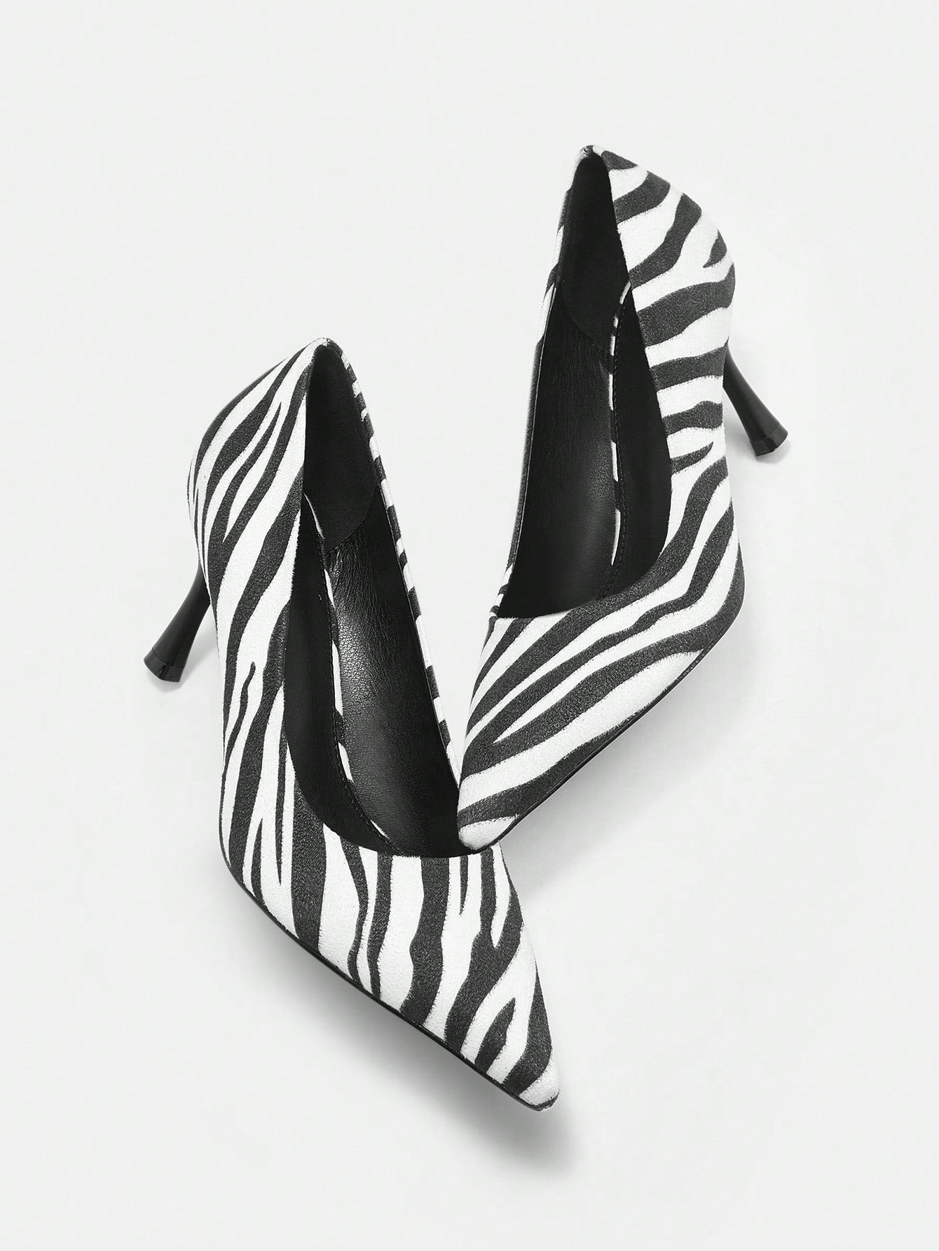 SHEIN Bizwear Fashionable Zebra-Striped High Heel Pumps