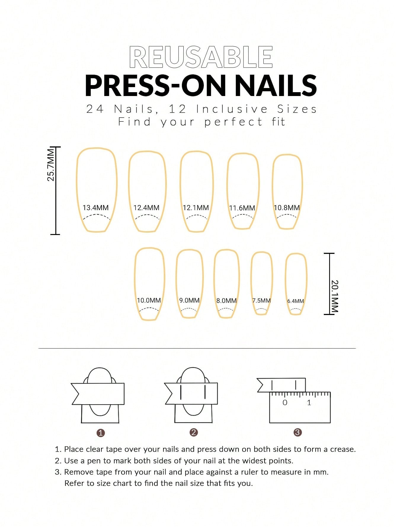 24Pcs Chic French Long Coffin Ombre Fake Nail & 1Sheet Tape & 1Pc Nail File Press on Nails Kit
