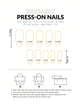 24Pcs Chic French Long Coffin Ombre Fake Nail & 1Sheet Tape & 1Pc Nail File Press on Nails Kit
