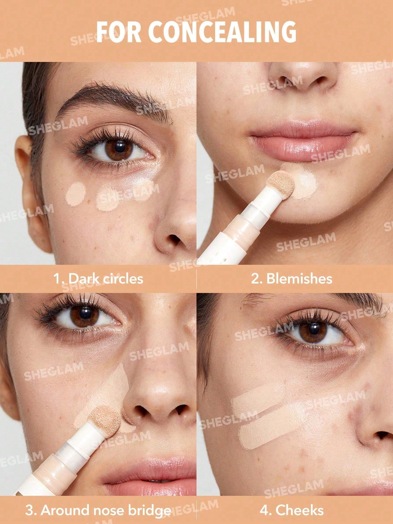 SHEGLAM Complexion Boost Concealer-Caramel Sponge-Head Applicator Matte Liquid Concealer Long Lasting Brightening Color Corrector Weightless All-Day Long Lasting Hydrating Concealer Black Friday Winter Concealer