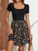 SHEIN Clasi Floral Print Scoop Neck Dress