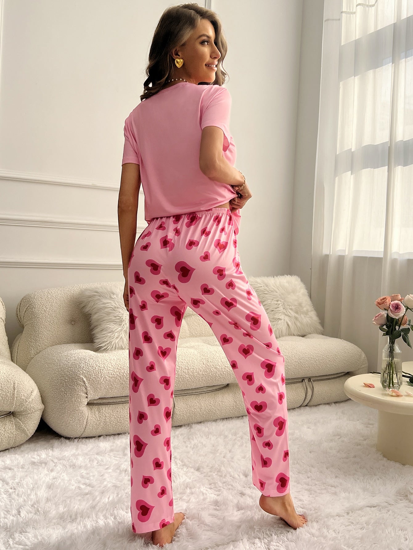 Heart & Slogan Graphic PJ Set