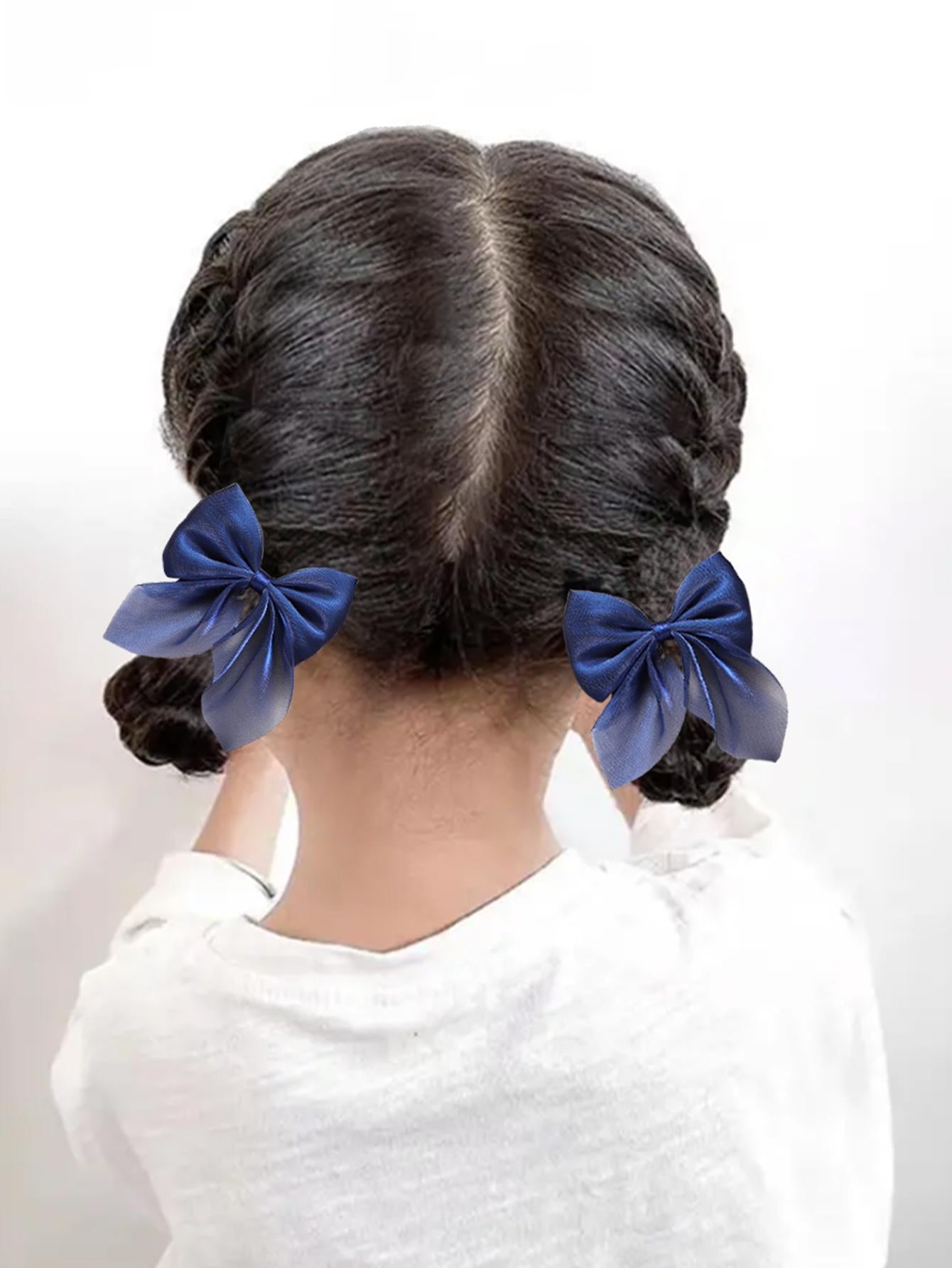 2Pcs Girls Bow Decor Cute Alligator Hair Clip for Hair Decoration