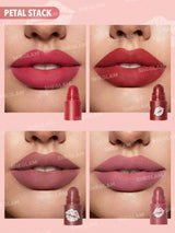 SHEGLAM Mega Lip Stacks-Pink-Petal Stack 4 in 1 Creamy-Matte Red Lipstick Kit High Pigment Non-Drying Portable Travel Lipstick Lip Makeup Hot Pink Black Friday Lipstick