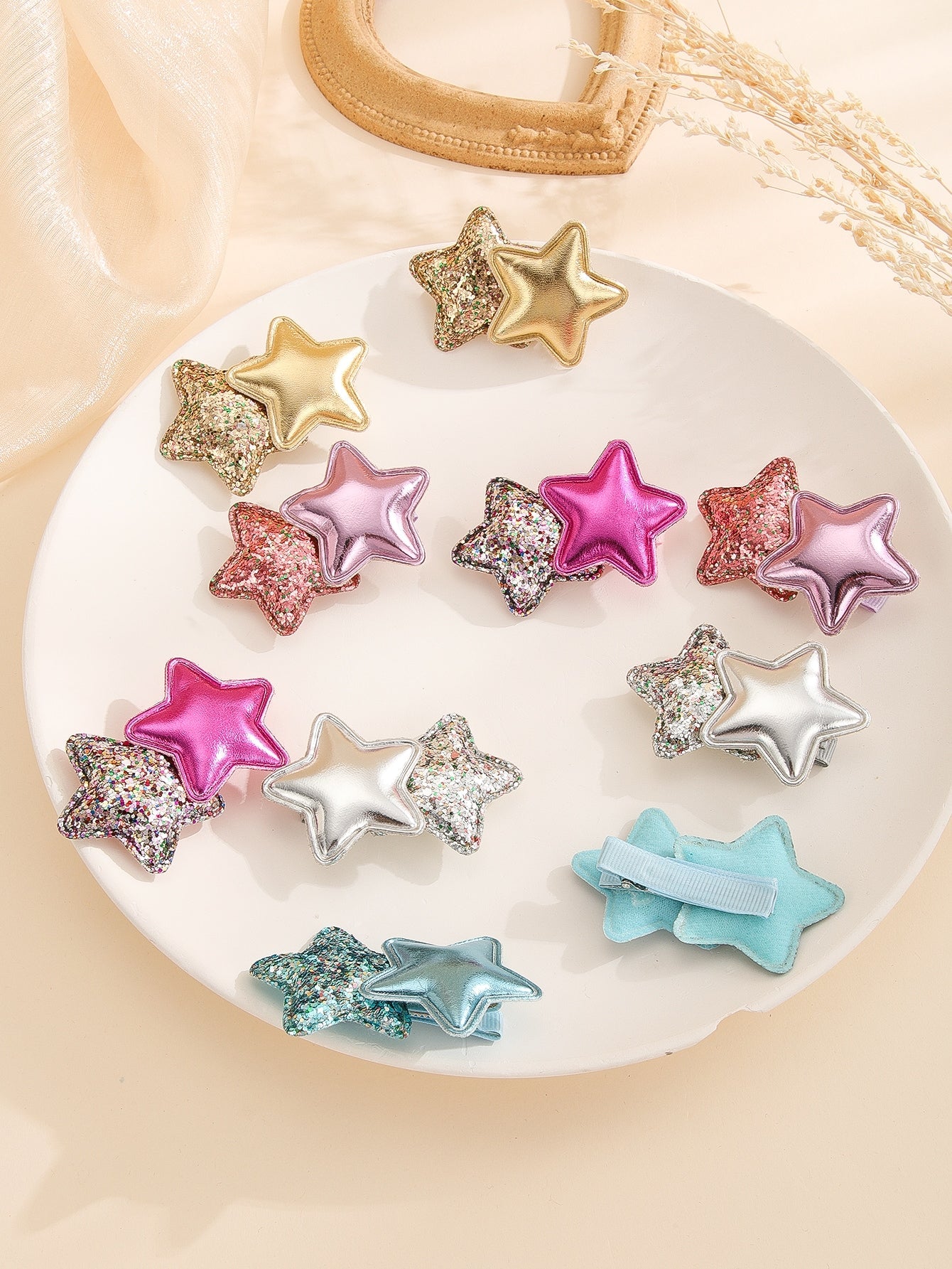 10Pcs Toddler Girls Glitter Star Decor Alligator Hair Clip