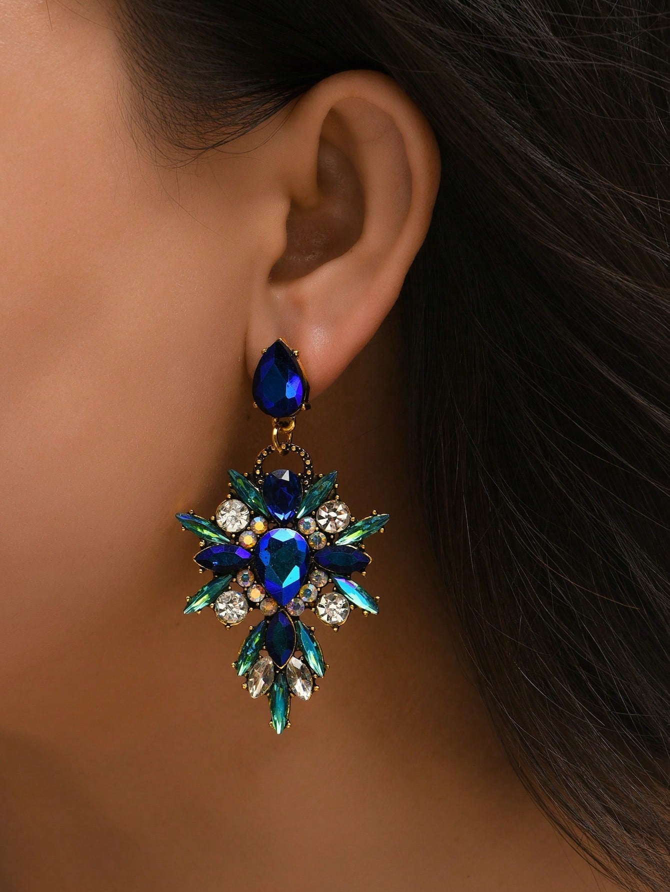 Rhinestone Decor Drop Earrings