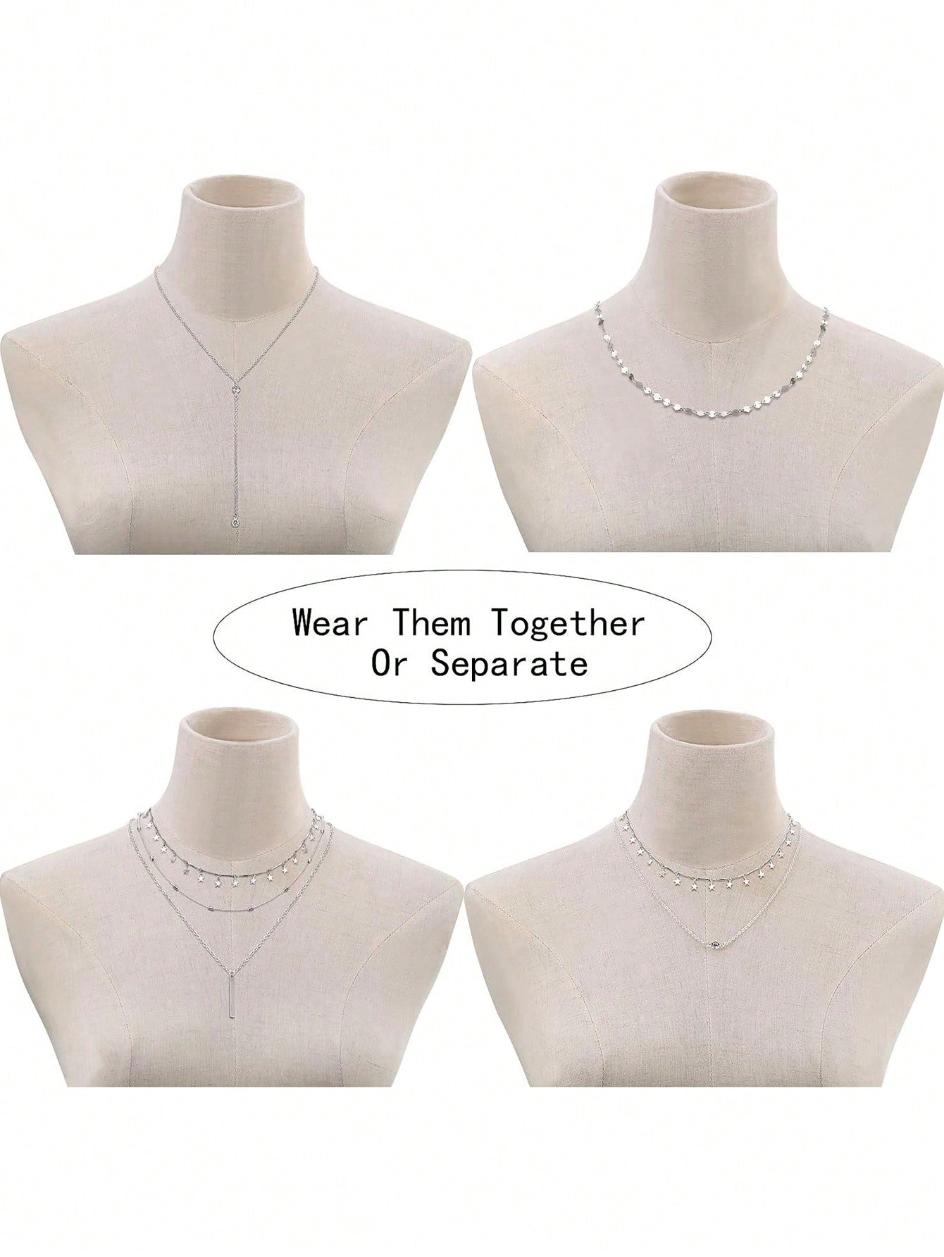 16Pcs Bohemian Style Personality Necklace Set for Autumn and Winter Daily Sweater Chain Collocation
