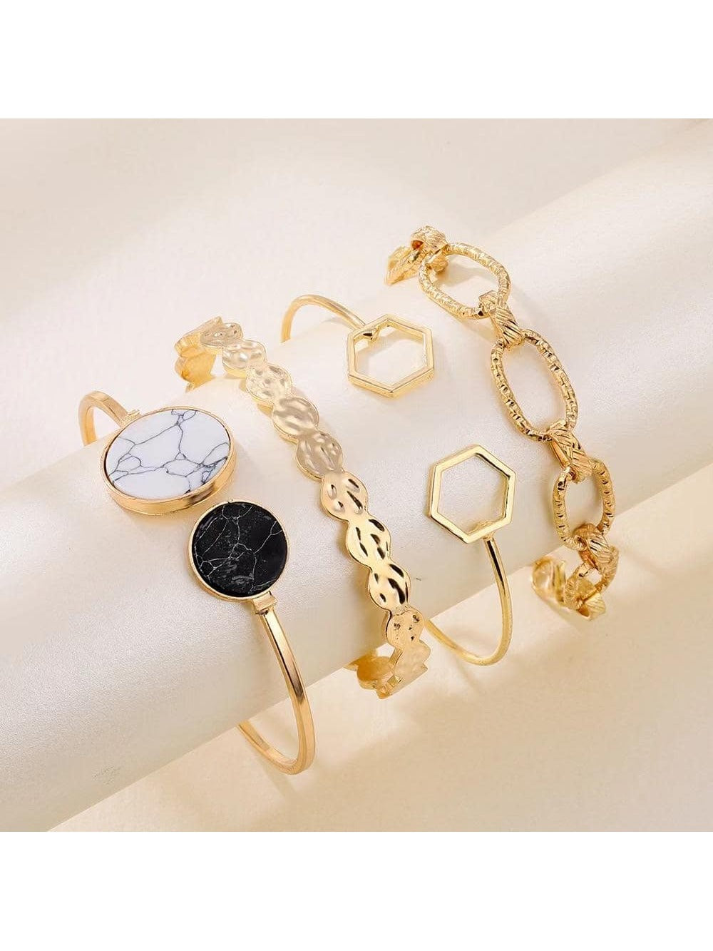4Pcs/Set Vintage Geometric Design Bracelet for Women for Daily Commute
