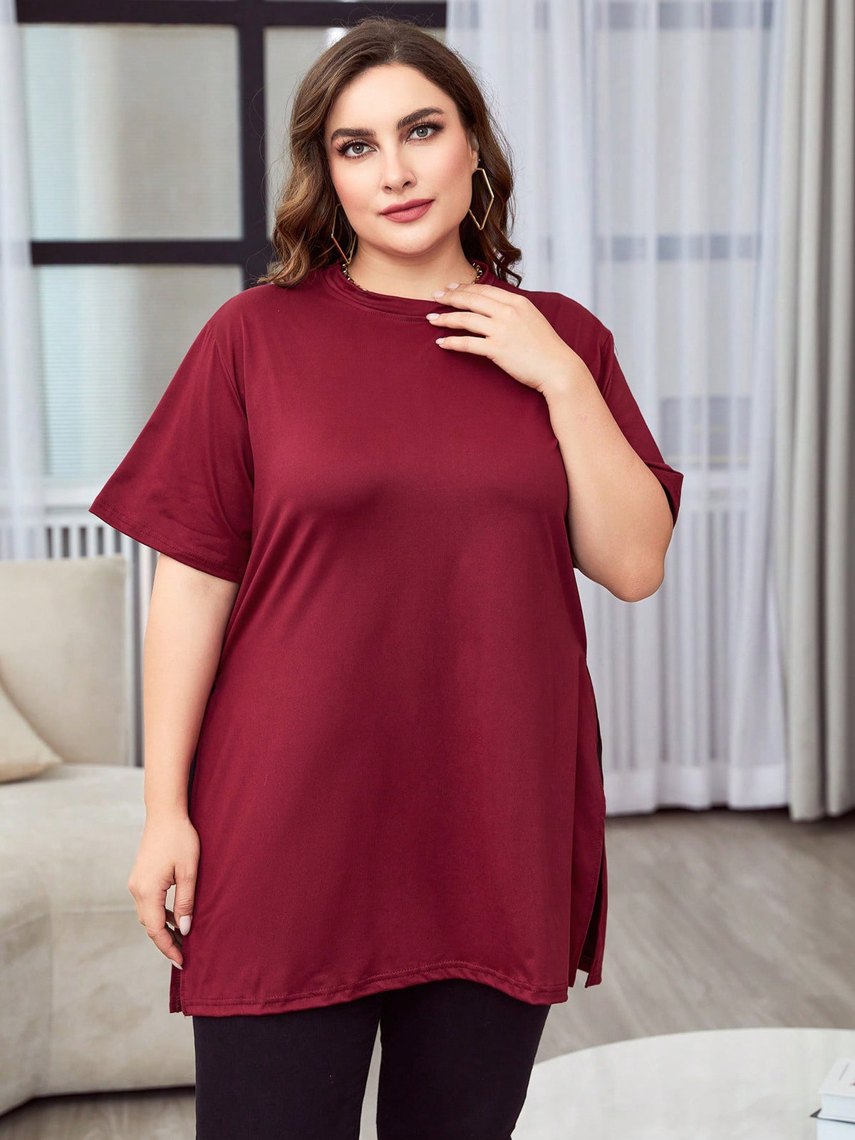 SHEIN Essnce plus Split Hem Tee