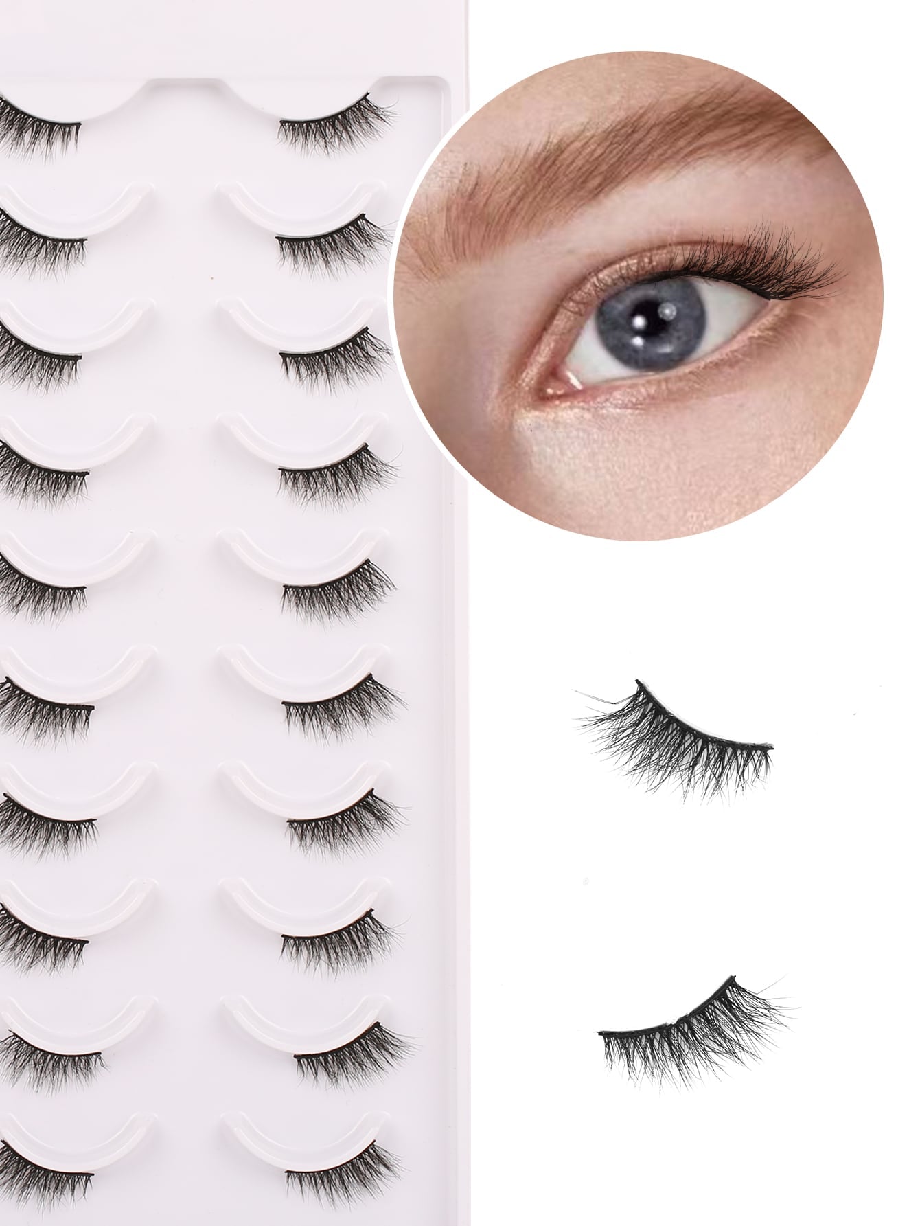 10Pairs Cat Eye & Half Eye Style Eyelashes for Lengthening Eye End, Suitable for Festivals, Holidays, Dating, and Other Occasions' Makeup