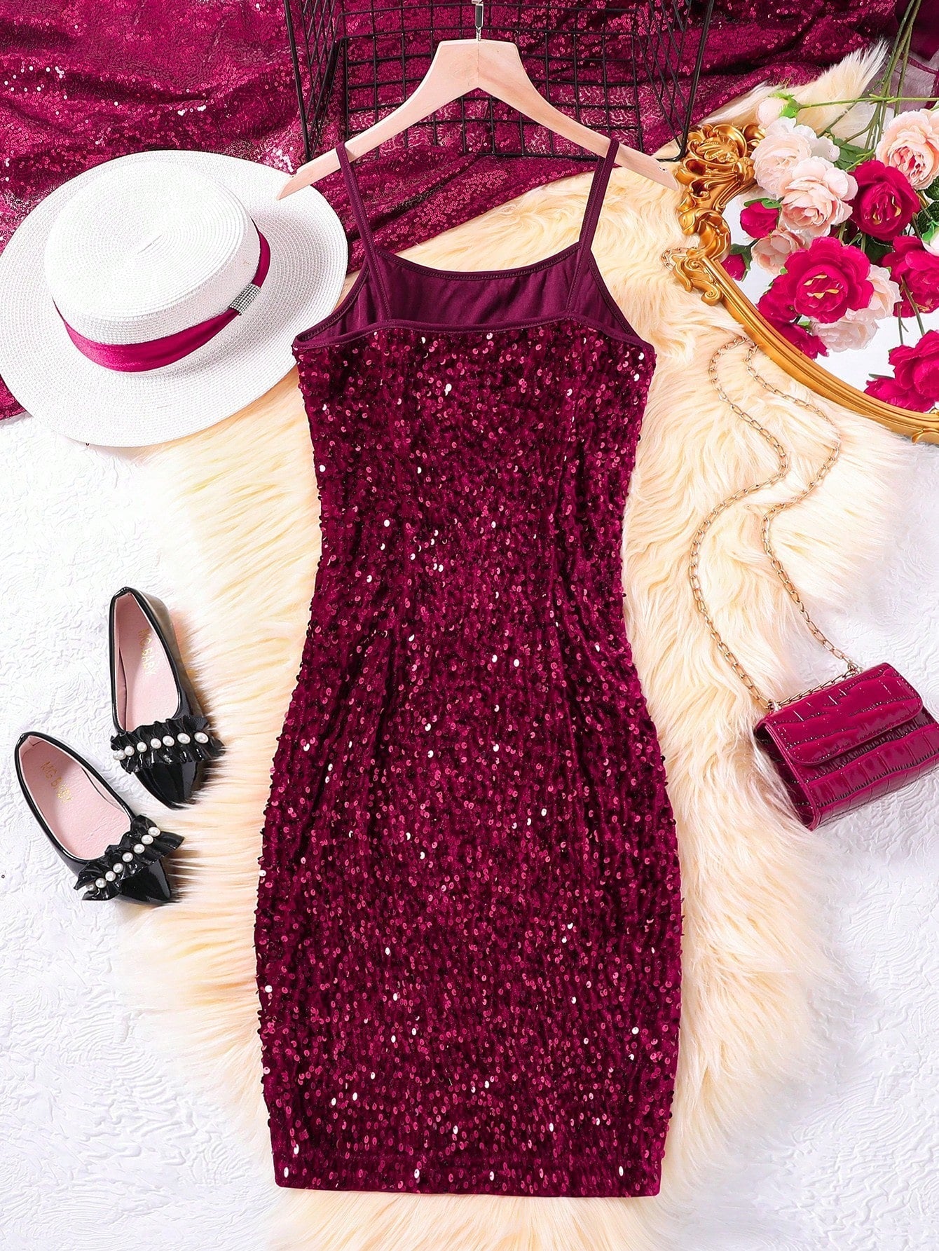 Teen Girl Sequin Cami Dress for Christmas