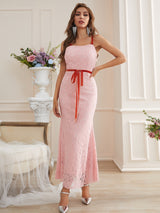 SHEIN Belle Tie Front Mermaid Hem Lace Dress