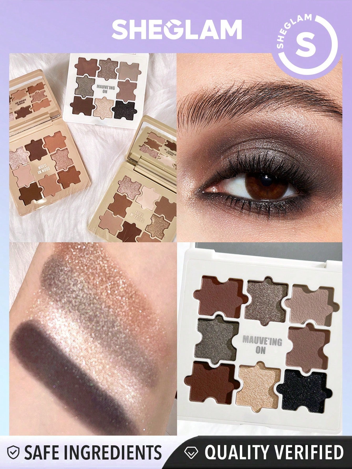 SHEGLAM Jazy Jigsaw Eyeshadow Palette-Mauve'Ing on 9-Color Shimmer Matte Eyeshadow Palette Metallic Evenly Pigmented Smooth Blendable Eyeshadow Winter Black Friday Gift Eyeshadow