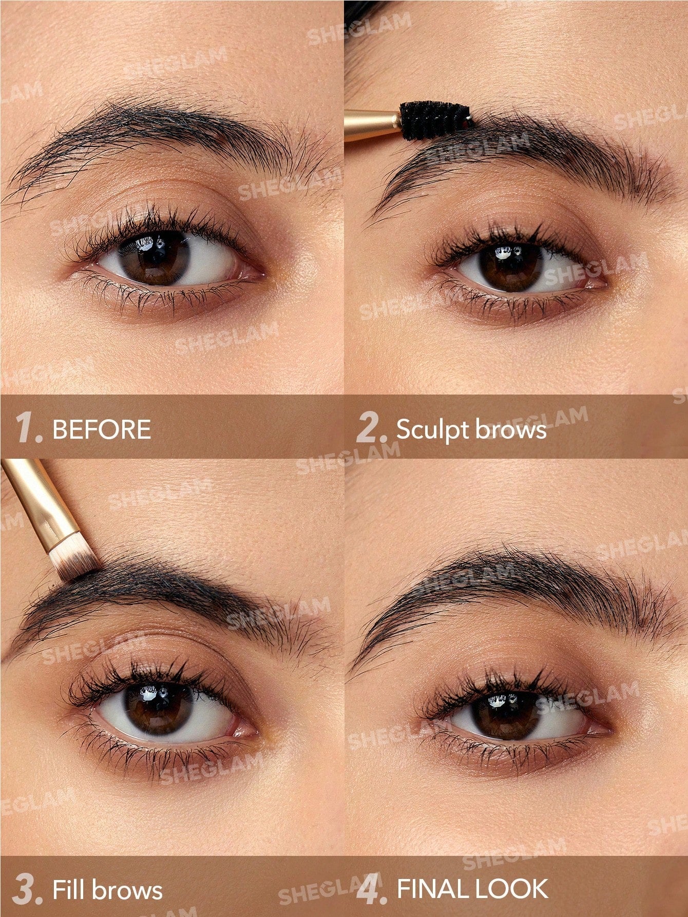 SHEGLAM Boss Brow Waterproof Pomade-Ebony Waterproof Eyebrow Cream Highly Pigmented Long Lasting Shaping Filling Eyebrow Makeup with Dual-Ended Brush Black Friday Winter Eyebrow