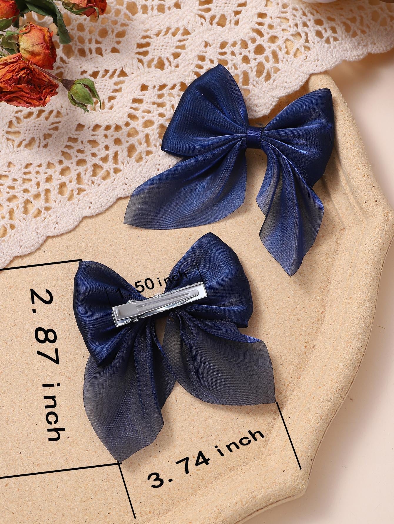 2Pcs Girls Bow Decor Cute Alligator Hair Clip for Hair Decoration