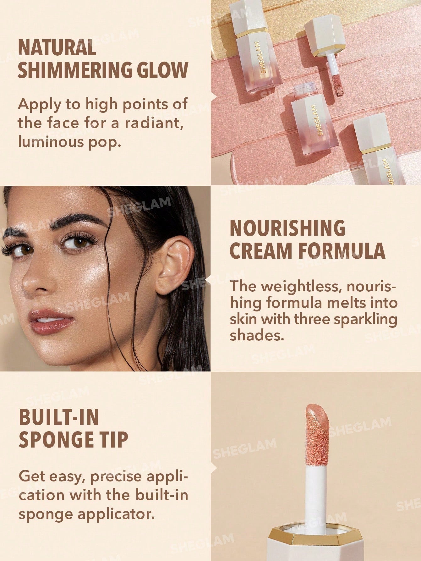 SHEGLAM Glow Bloom Liquid Highlighter-Tea Cake Gel Cream Highlighter Shimmer Dewy Finish Long Wear Brightening Non-Caking Waterproof Glow Highlighter Makeup Black Friday Winter Trending Y2K Gifts Highlighter