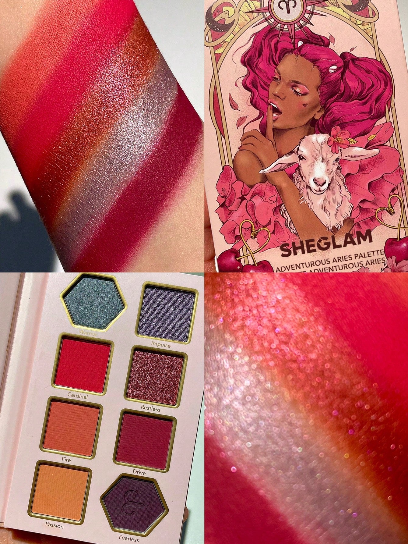 SHEGLAM Adventurous Aries Palette 8-Clolor Shimmer Matte Eyeshadow Palette Orange Red Brown High Pigment Long Wear Blendable Cream Eyeshadow Black Friday Winter Pink Brown Eyeshadow