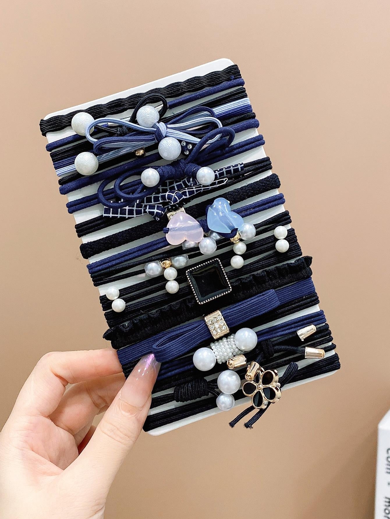20Pcs Girls Heart & Bow Decor Cute Hair Tie for Hair Decoration